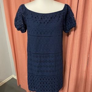 City Studio Blue Puff Sleeve Sheath Mini Dress